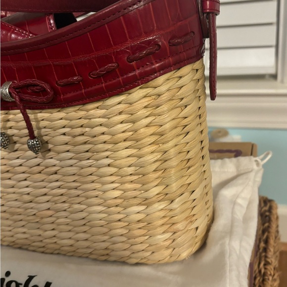 NWOT Brighton Woven and Red Leather Bag - Picture 5 of 9